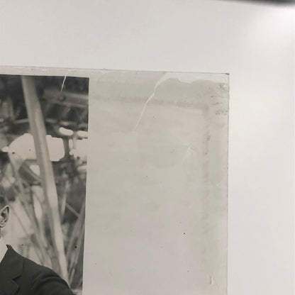 Antique Glass Plate Lantern Slide Men Flying Boat Airplane Aircraft Aviator