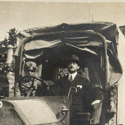 Vintage Photograph Photo Antique Man in Early Truck Automobile Vehicle