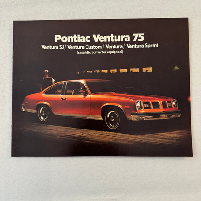 1975 Pontiac Ventura Car Sales Brochure Catalog SJ Custom Sprint Vintage