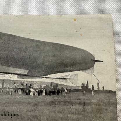 Vintage Zeppelin Airship Dirigible Postcard Post Card French Republique Military