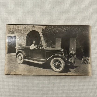 Vintage Photograph Photo Antique Man in Early Automobile Car