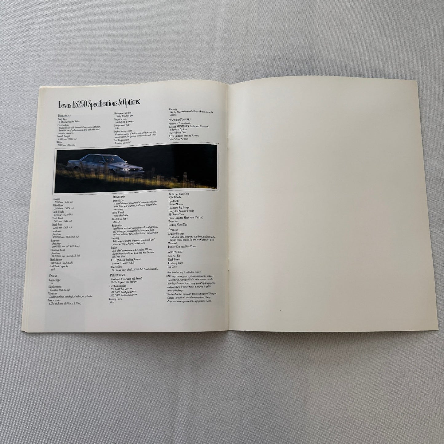 Lexus ES250 Car Sales Brochure Catalog Advertising Canadian Lexus ES 250 Vintage