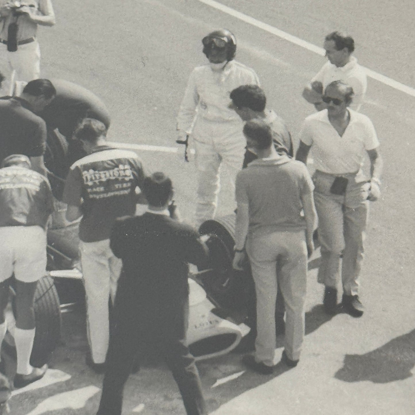 Vintage Lotus Racing Photo 1967 French Grand Prix Graham Hill Colin Chapman