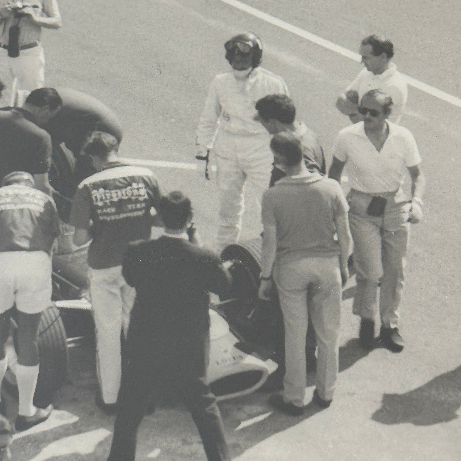 Vintage Lotus Racing Photo 1967 French Grand Prix Graham Hill Colin Chapman
