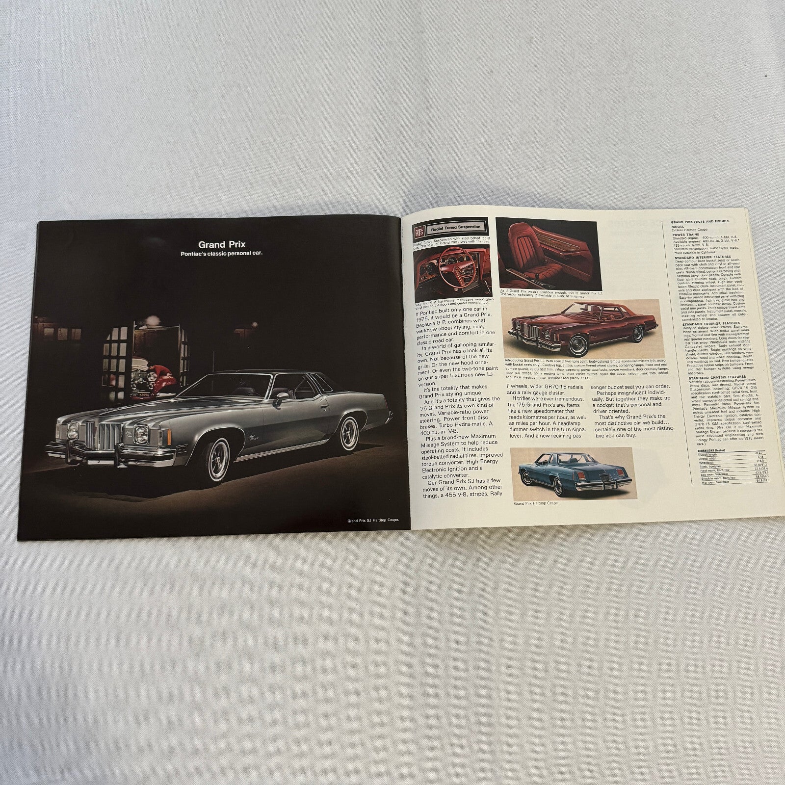 1975 Pontiac Car Sales Brochure Catalog Firebird Grand Am LeMans Grand Ville +