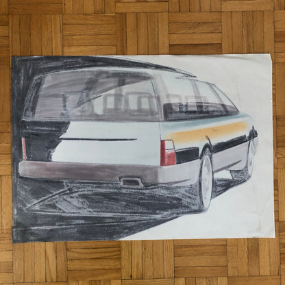 Car Styling Concept Illustration Art Drawing Sketch Vintage Signed YOUNG