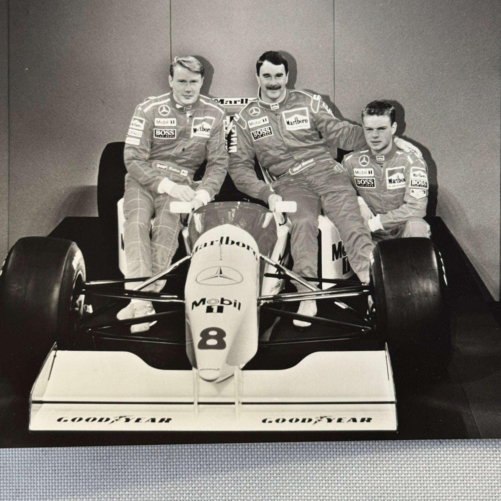 McLaren Mercedes Racing Team Photo Photograph Nigel Mansell Mika Hakkinen 1995