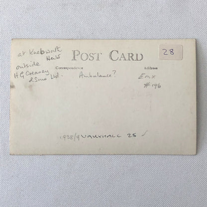 Vintage 1938 1938 Vauxhall 25 Van Photo Photograph Postcard Post Card RPPC ? 