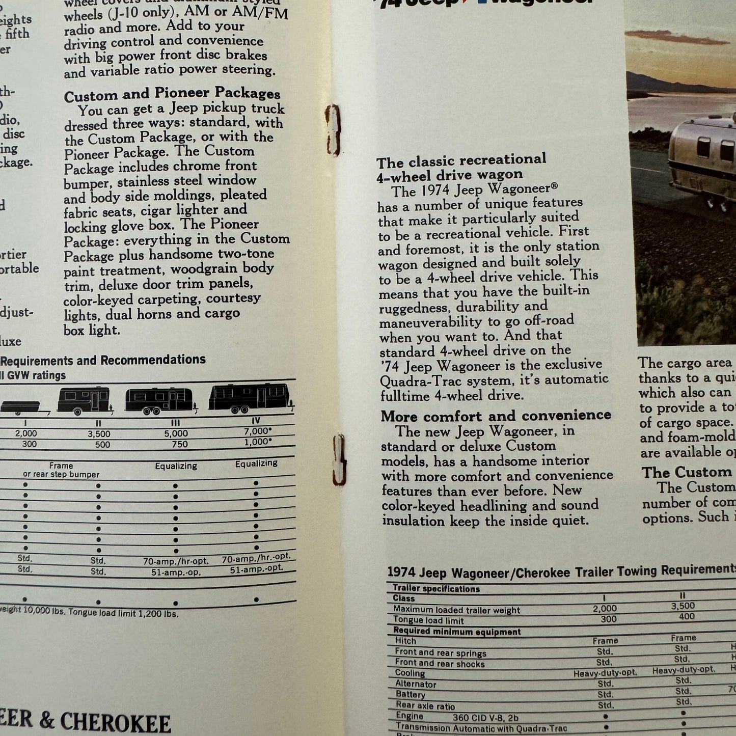 1974 Jeep Recreational Vehicle Brochure Catalog CJ-5 Pickup Wagoneer Cherokee