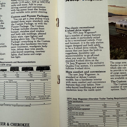 1974 Jeep Recreational Vehicle Brochure Catalog CJ-5 Pickup Wagoneer Cherokee