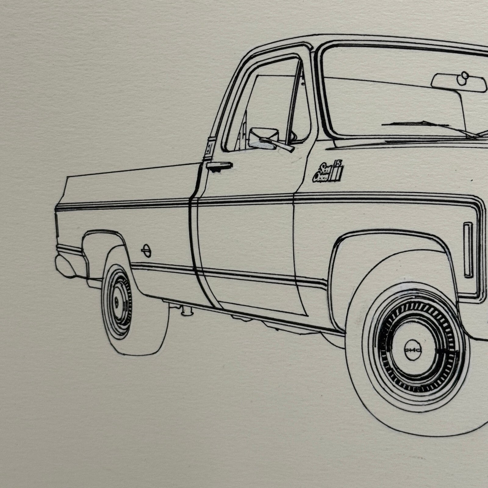 GMC Squarebody Pickup Truck Illustration Art Drawing Hand Drawn Robert Preis