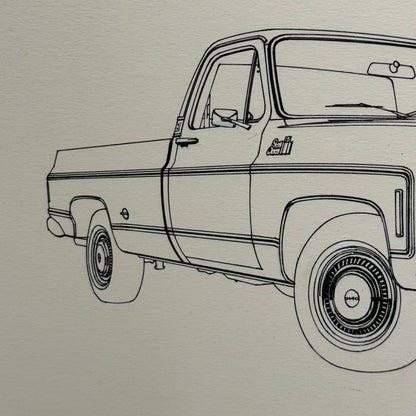 GMC Squarebody Pickup Truck Illustration Art Drawing Hand Drawn Robert Preis