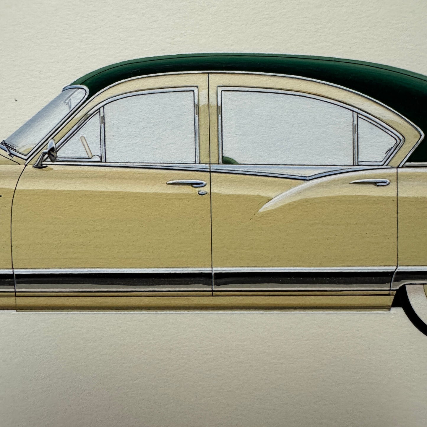 1953 Kaiser Dragon Car Automobile Illustration Art Drawing Hand Drawn