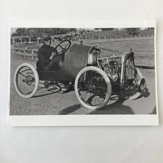 Vintage Early Antique Racing Car with Driver Photo Photograph - Modern Print 