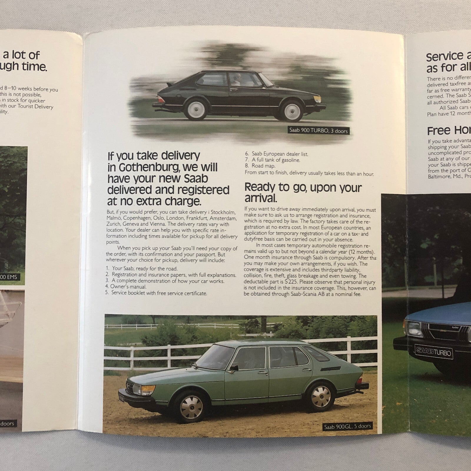 Vintage Saab Tourist Delivery  Sales Brochure Catalog 900 Turbo 900GL 900 EMS