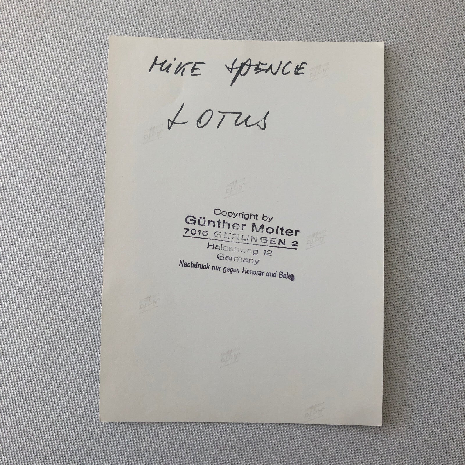 Mike Spence Lotus Car Grand Prix Racing Driver Photo Photograph Gunther Molter