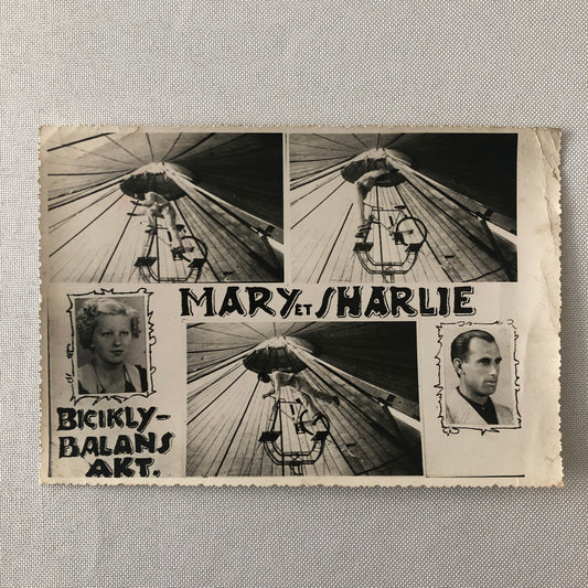 Circus Bicycle Balancing Acrobat Acrobatic Act Photo Photograph Vintage European