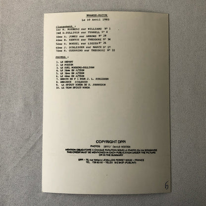 1983 Brands Hatch Honda Racing Car Photograph Print DPPI Press Photo