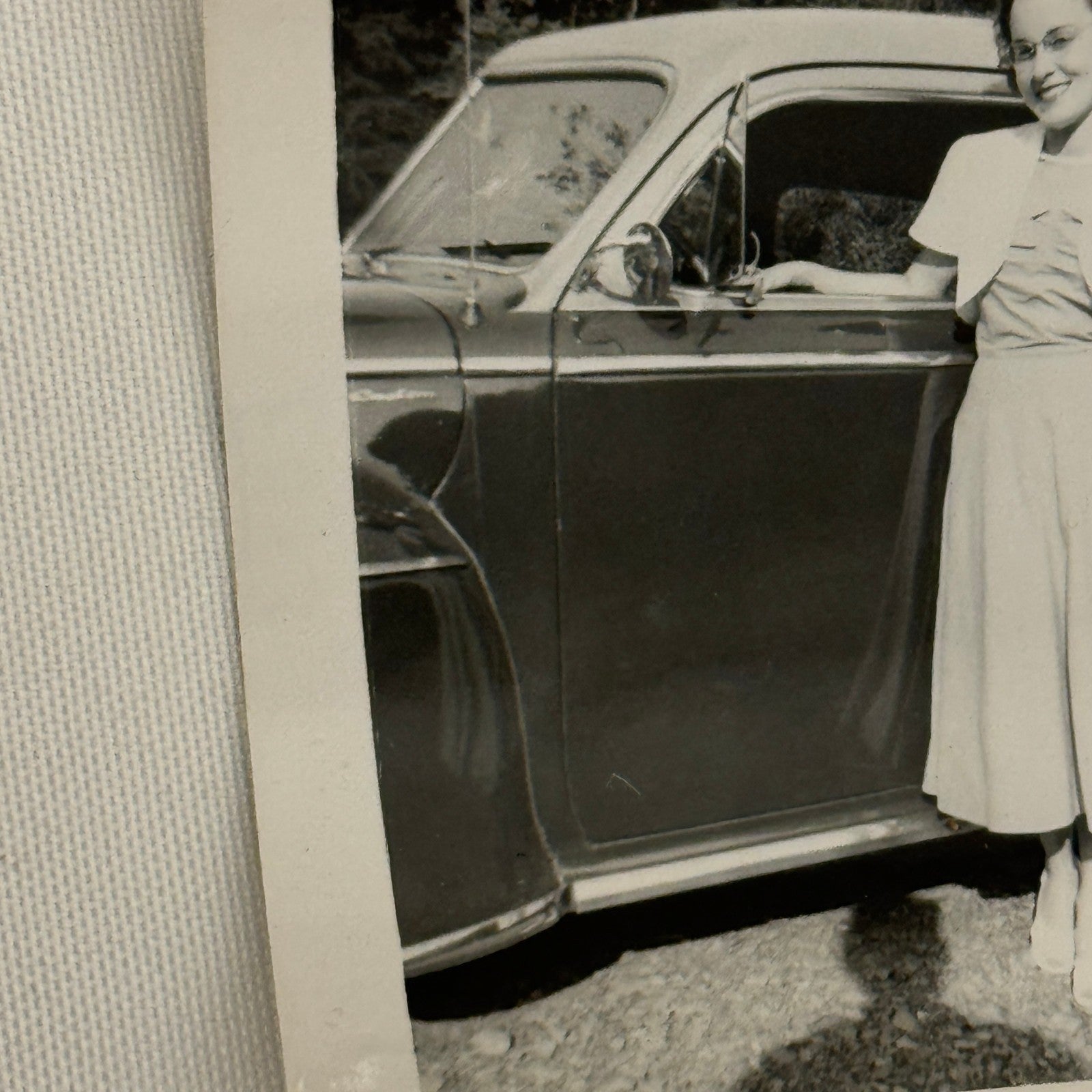 Vintage Automobile Photo Photograph Print Snapshot Woman with Car
