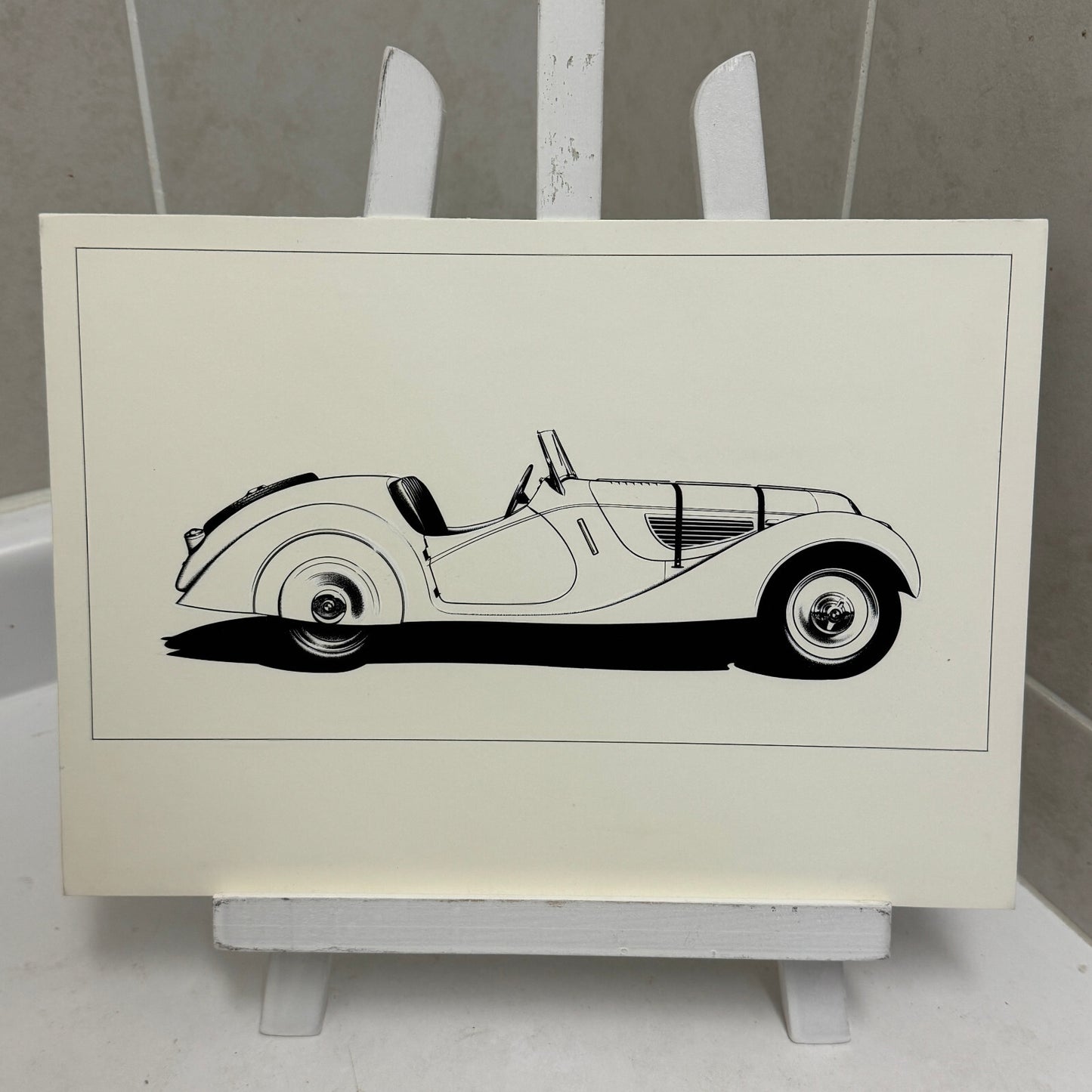 1937 BMW Type 328 Roadster Illustration Art Drawing Hand Drawn Robert Preis