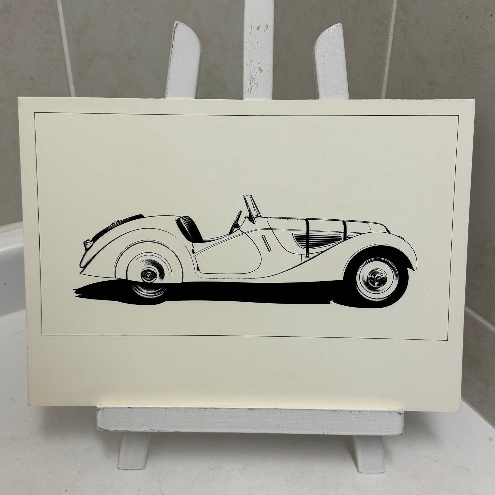 1937 BMW Type 328 Roadster Illustration Art Drawing Hand Drawn Robert Preis