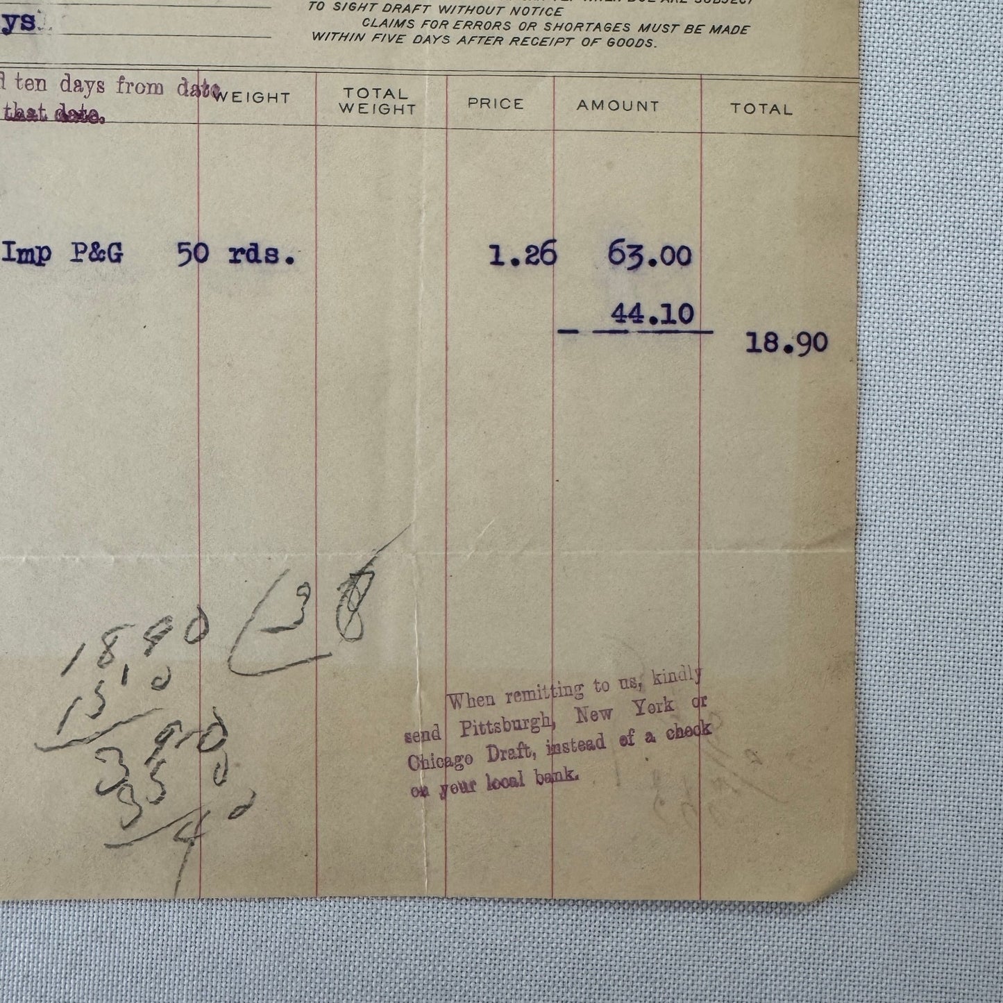Pittsburgh Steel Company Receipt Invoice Document Letterhead 1908 Vintage