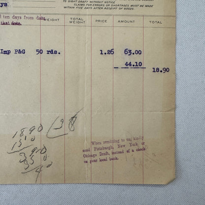 Pittsburgh Steel Company Receipt Invoice Document Letterhead 1908 Vintage