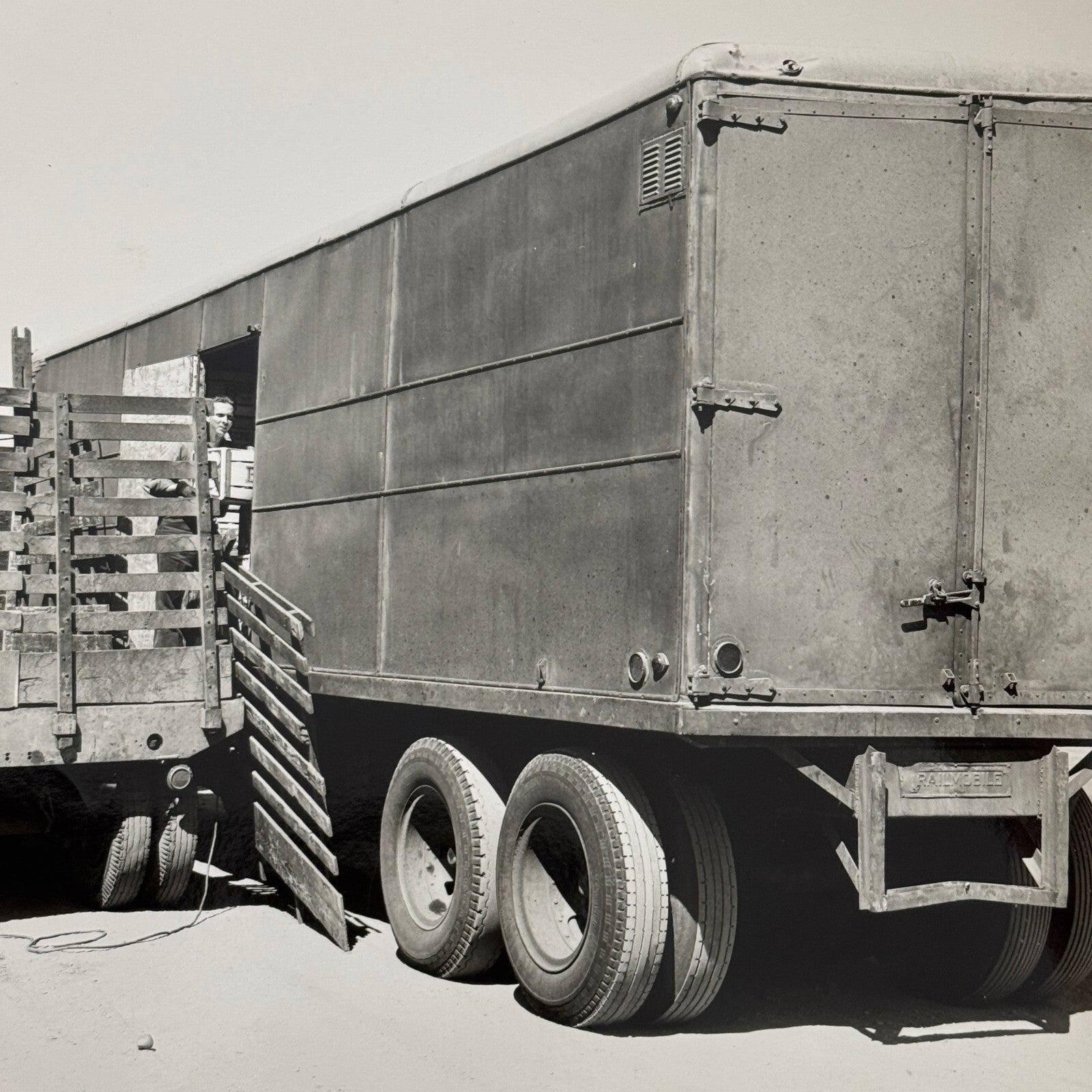 Vintage Truck Trailer Photo Photograph Print 1947 California