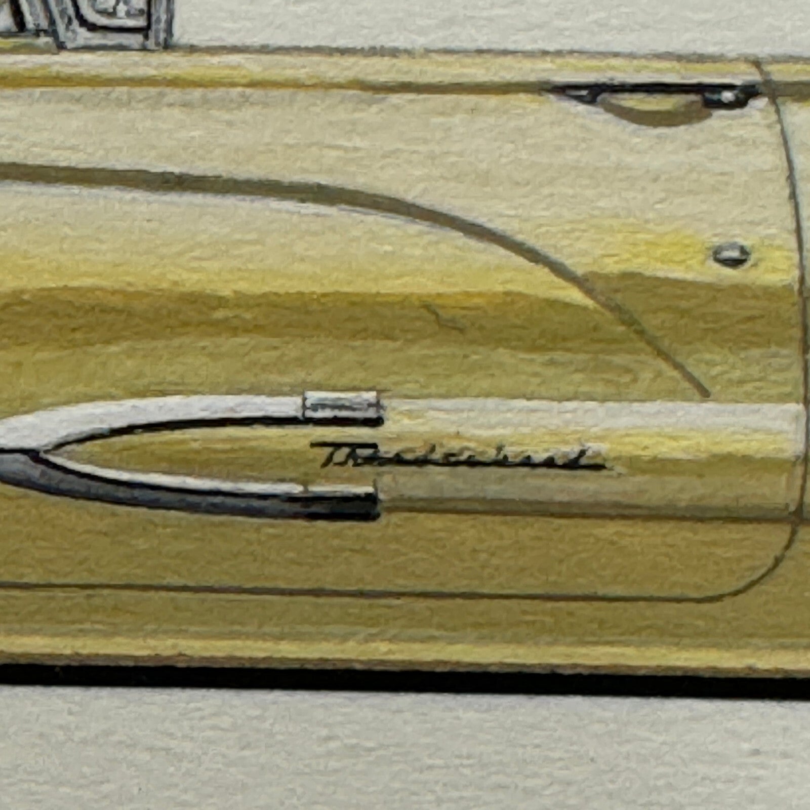 1959 Ford Thunderbird Convertible Car Illustration Art Drawing Vintage Miniature