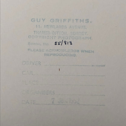 Vintage Car Automobile Racing Photo Photograph Print - Guy Griffiths Tag REA22E4