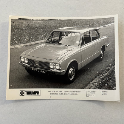 Triumph 1500 Silver Label Car Factory Press Photo Photograph Vintage 1971 1972
