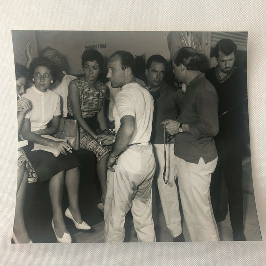 Vintage Racing Photo Photograph 1957 Stirling Moss Jean Behra Jo Bonnier +