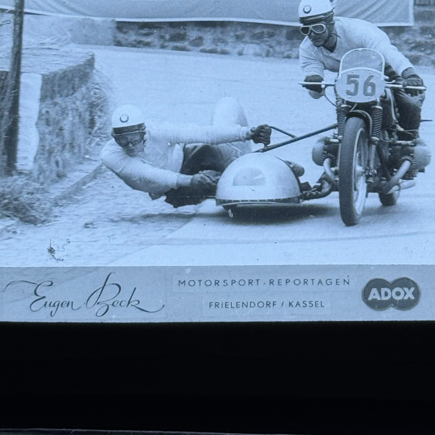 Glass Plate Lantern Slide Motorcycle Sidecar Racing Race German BMW Kraus Huser