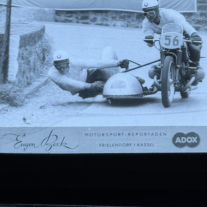 Glass Plate Lantern Slide Motorcycle Sidecar Racing Race German BMW Kraus Huser