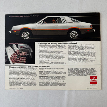 1978 Dodge Sales Brochure Catalog Aspen Diplomat Magnum Charger Challenger Colt