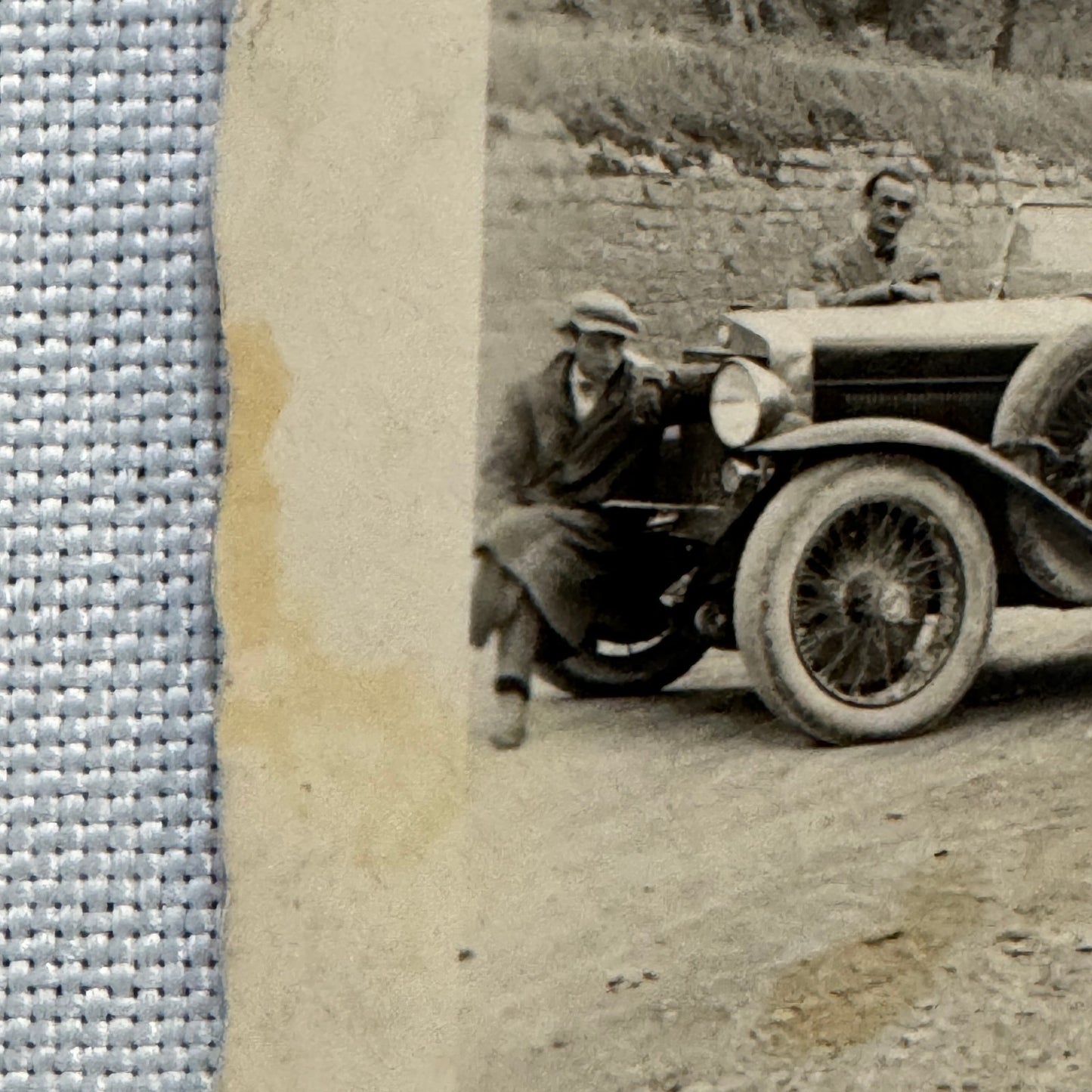 Vintage Photograph Photo Print People with Early Car Automobile European
