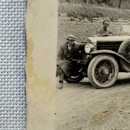 Vintage Photograph Photo Print People with Early Car Automobile European