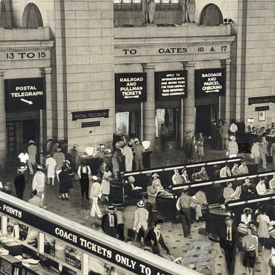 Vintage Train Station Railroad Photograph Washington DC Crowd People Photo Print