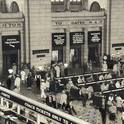 Vintage Train Station Railroad Photograph Washington DC Crowd People Photo Print