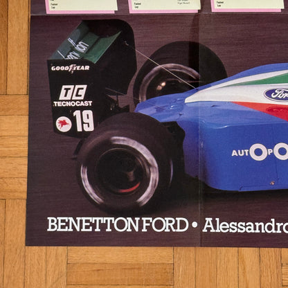 1990 Formula One Grand Prix Racing Calendar Poster Benetton Ford Nelson Piquet
