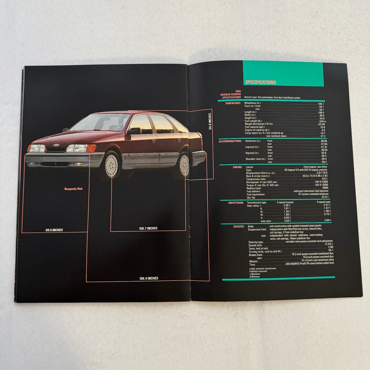 Merkur Scorpio Car Sales Brochure Catalog Advertising