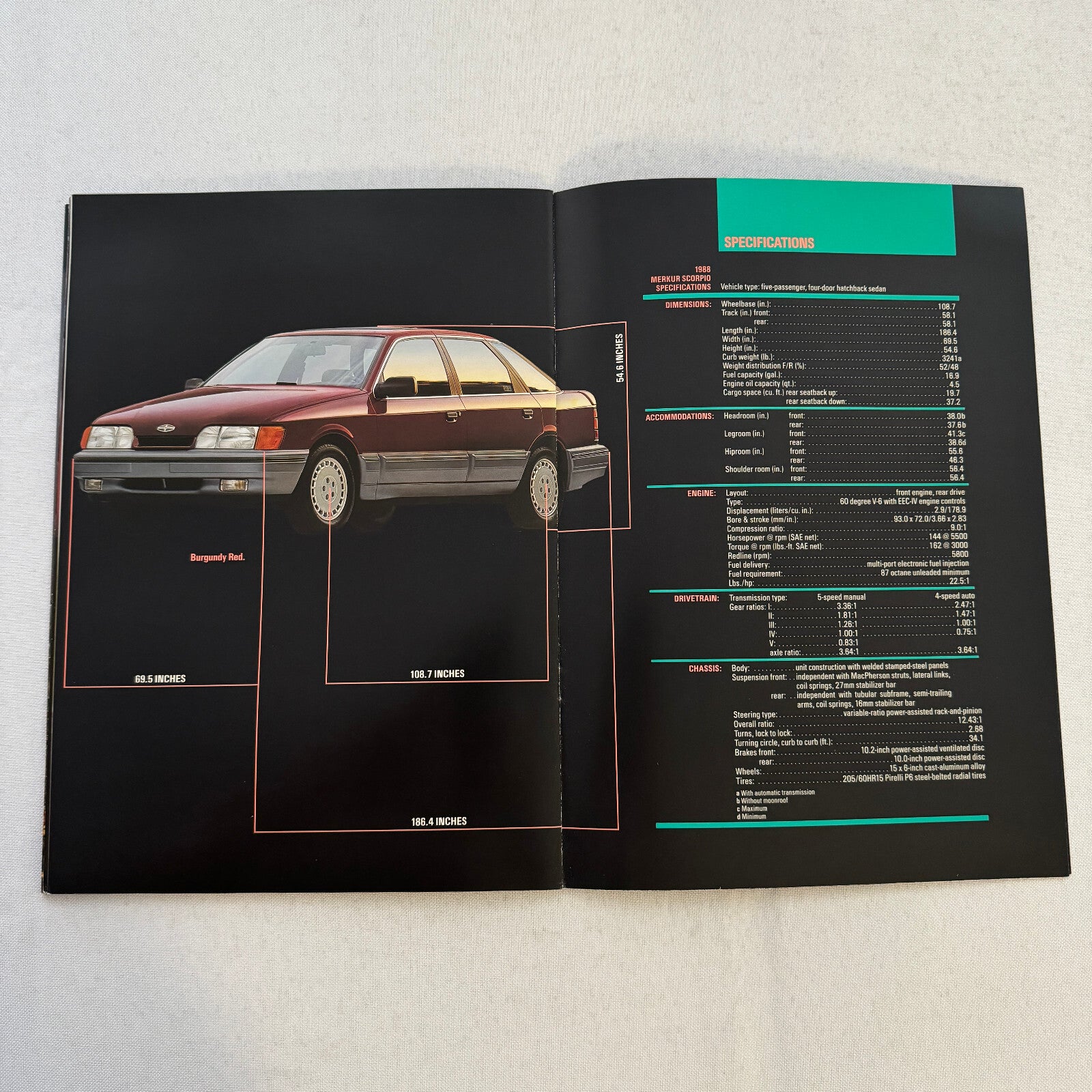 Merkur Scorpio Car Sales Brochure Catalog Advertising