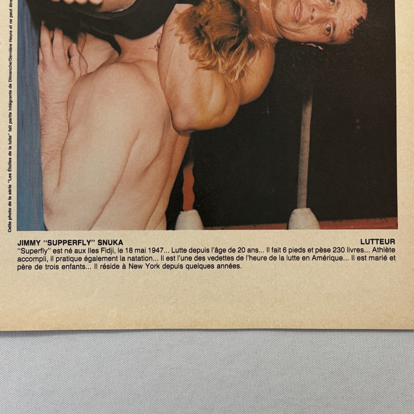 Vintage Wrestling Print Insert Jimmy Superfly Snuka Quebec French 1983 Super Fly