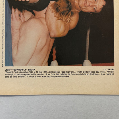 Vintage Wrestling Print Insert Jimmy Superfly Snuka Quebec French 1983 Super Fly