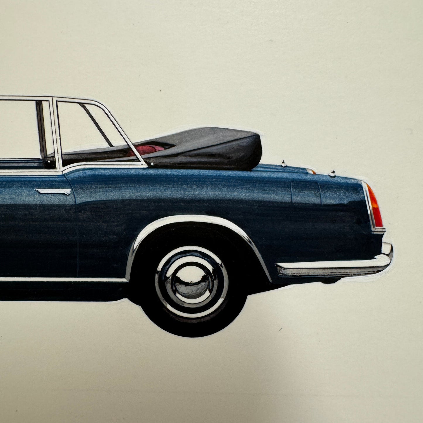 Pininfarina Peugeot 404 Convertible Concept Car Illustration Art Drawing Vintage