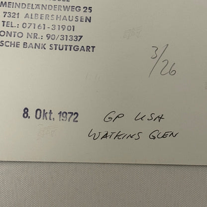 Vintage Racing Photo 1972 Watkins Glen USA Grand Prix Peter Revson Motorsport