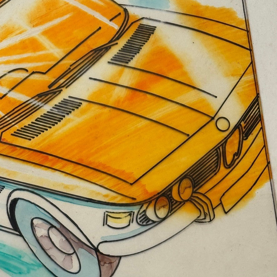 Vintage Art Illustration Zacron BMW 3.0 CSL Car Automobile Led Zeppelin Artist