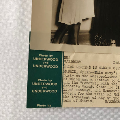 Vintage Press Photo Photograph Madrid Spain Beauty Contest Underwood & Underwood