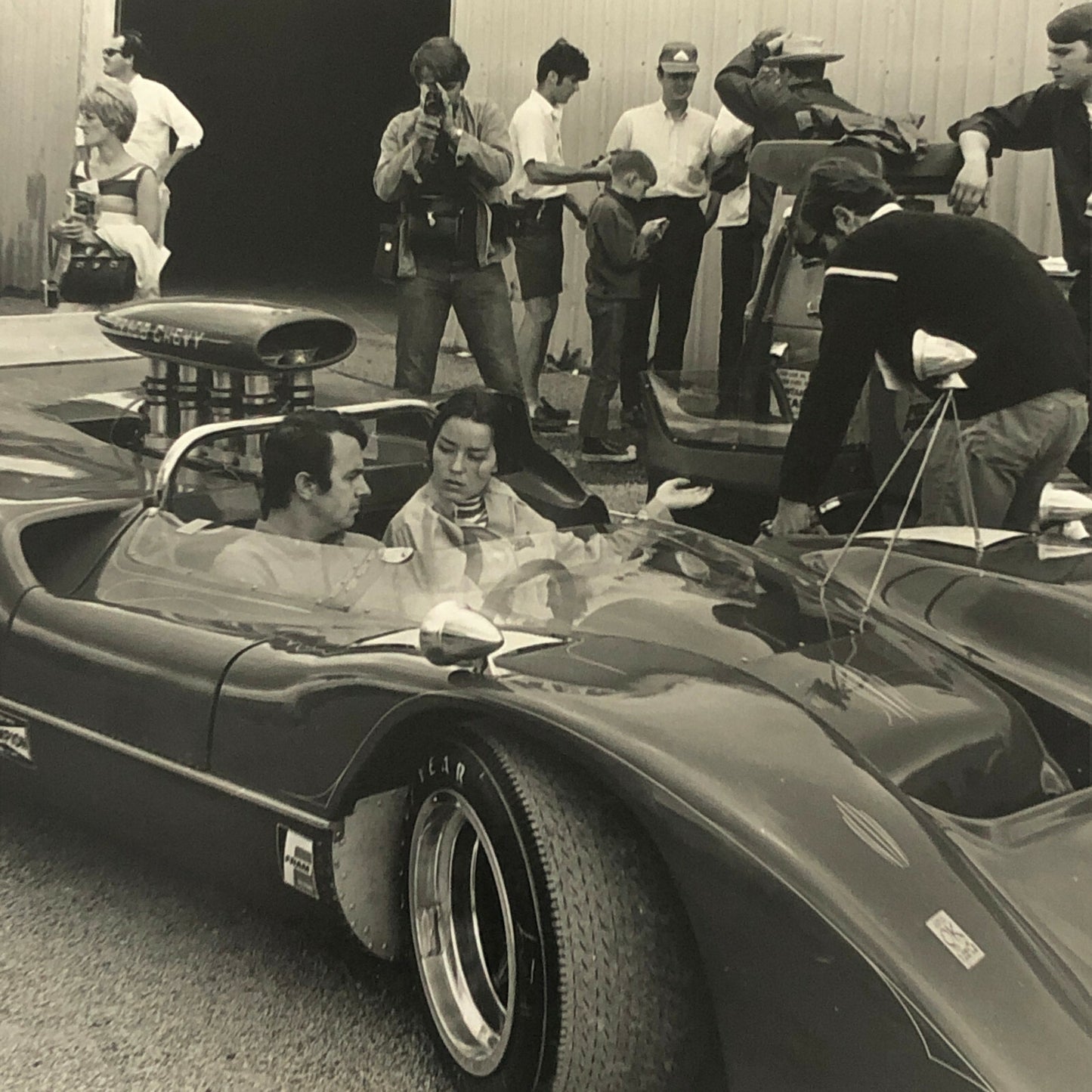 Vintage Racing Car Photo Photograph Lot of 2 - Couple in Can Am Car CanAM