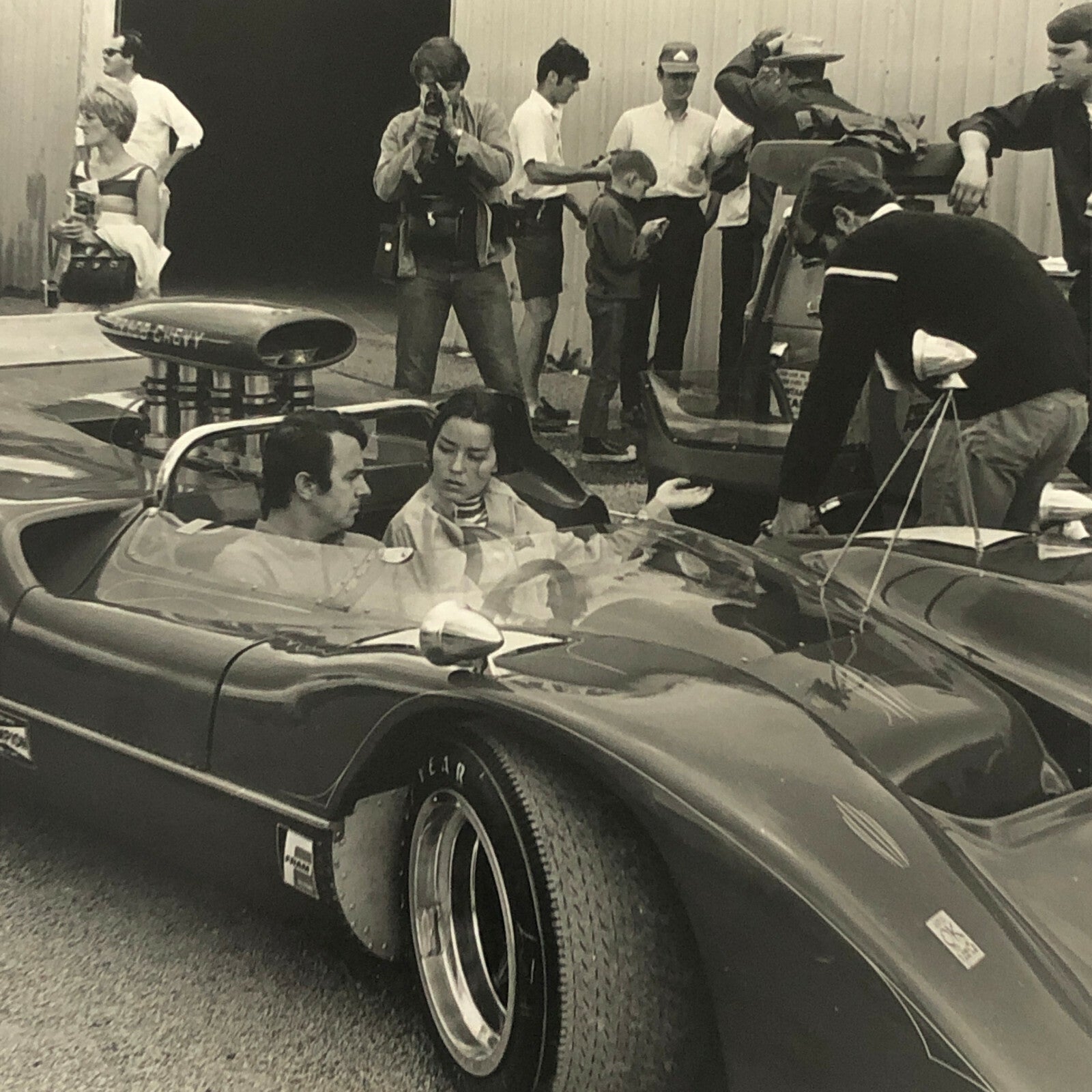 Vintage Racing Car Photo Photograph Lot of 2 - Couple in Can Am Car CanAM